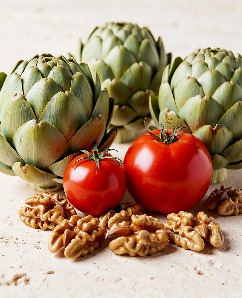 Fresh whole foods representing primary nutritional sources